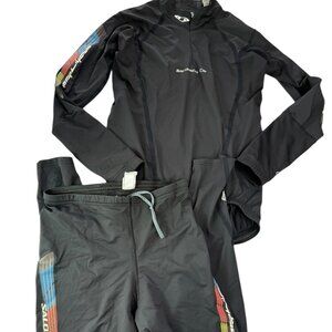 SALOMON Bicycle Cycling Set Spandex Shirt and Tights, Black Size Women's Large
